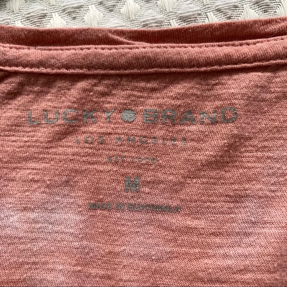 LUCKY BRAND Tie Die Pink Orange Creamsicle Swirl Twist Front Tee Womens Medium - Picture 12 of 15